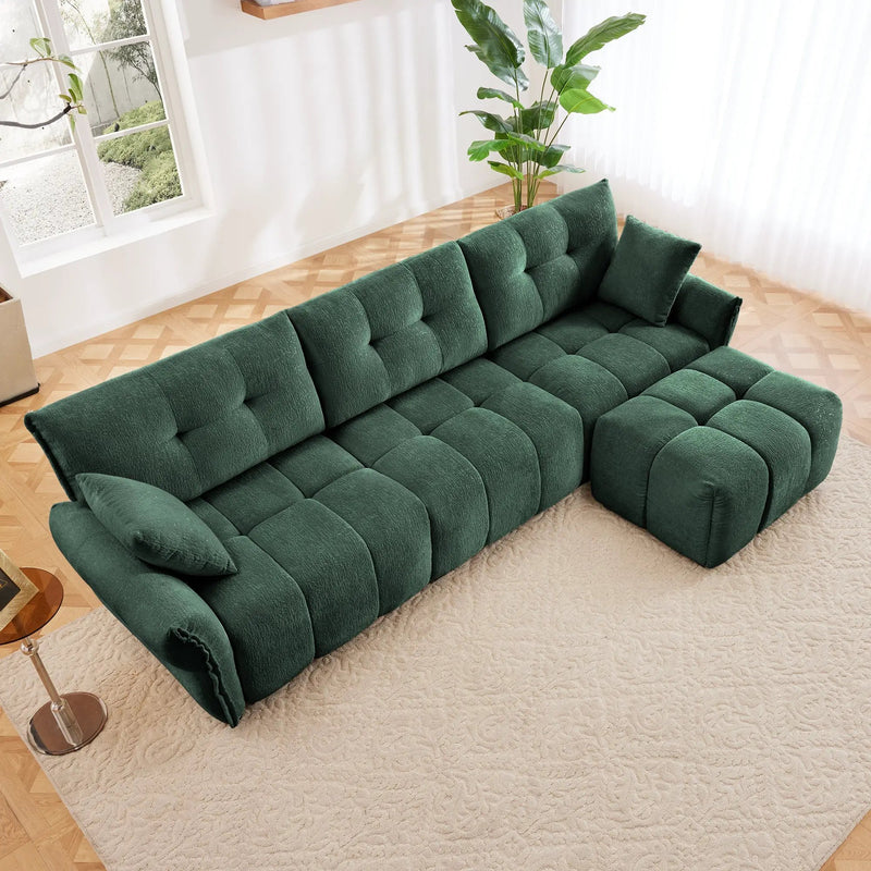Three-Seater Sofa Set With Ottoman And Pillows by HouseOfZazla