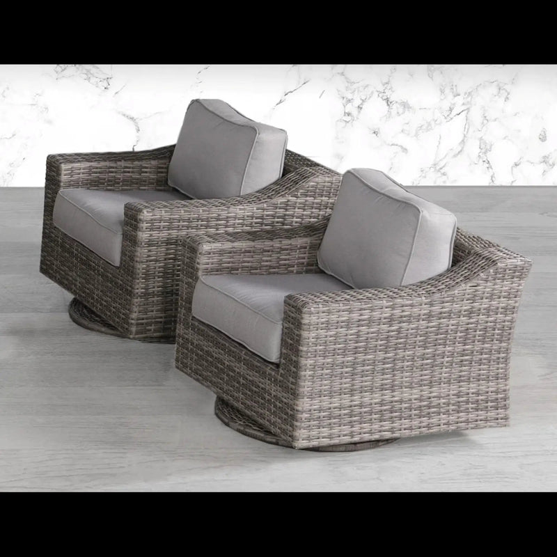 Swivel Patio Chair With Luxurious Cushions Perfect For Outdoor Relaxation (Set of 2) - Gray Mix by Unique Piece Furniture