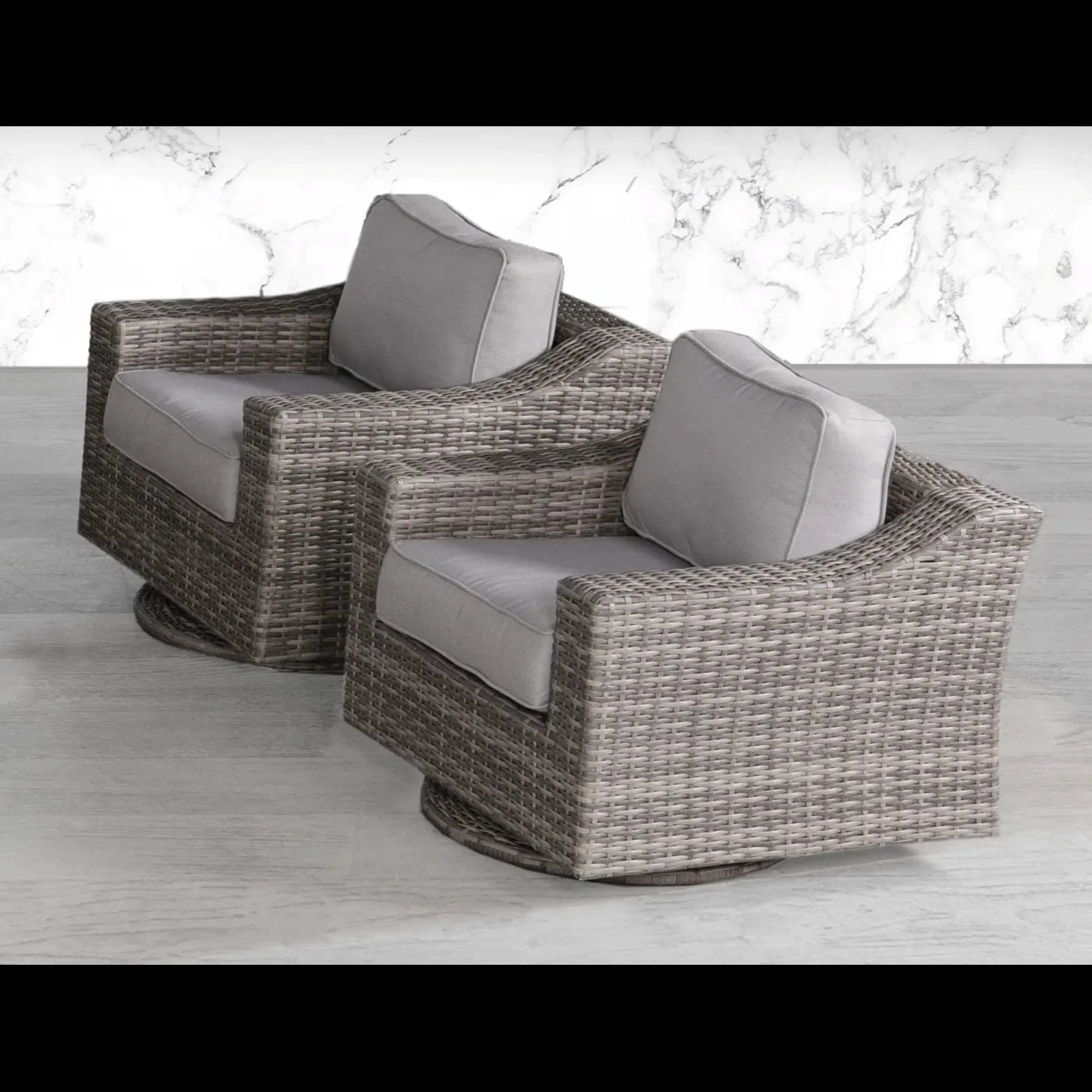 Swivel Patio Chair With Luxurious Cushions Perfect For Outdoor Relaxation (Set of 2) - Gray Mix by HouseOfZazla