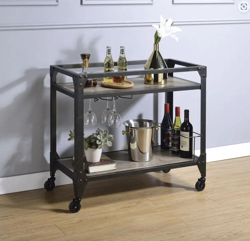 Jorgensen - Serving Cart - Rustic Oak / Charcoal by Unique Piece Furniture