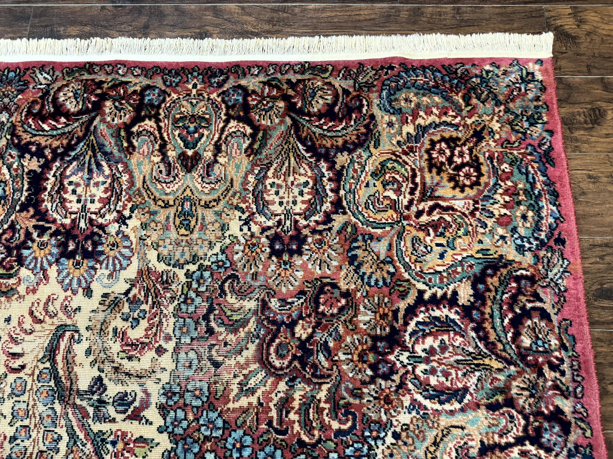 Antique Karastan Kirman Rug 8.8 x 12, Imperial Karastan #1427, Ivory Kirman by Jewel Rugs