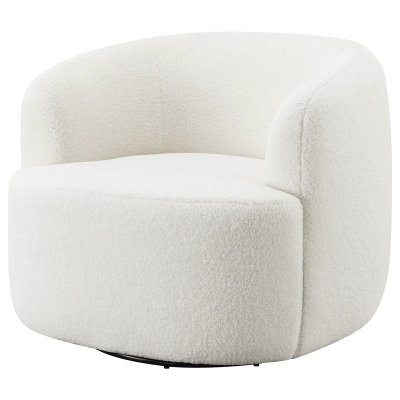Hudson Faux Sheepskin Upholstered Swivel Chair Natural by Unique Piece Furniture