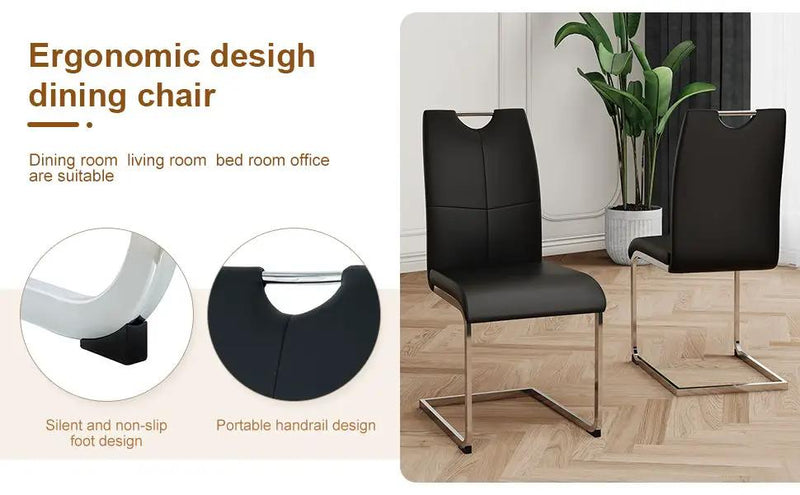 Modern Dining Chairs With Padded Seat And Metal Legs