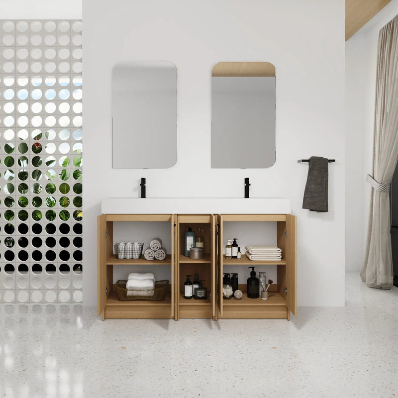 60" Double Sink Bathroom Vanity with Extra-Large Storage by HouseOfZazla