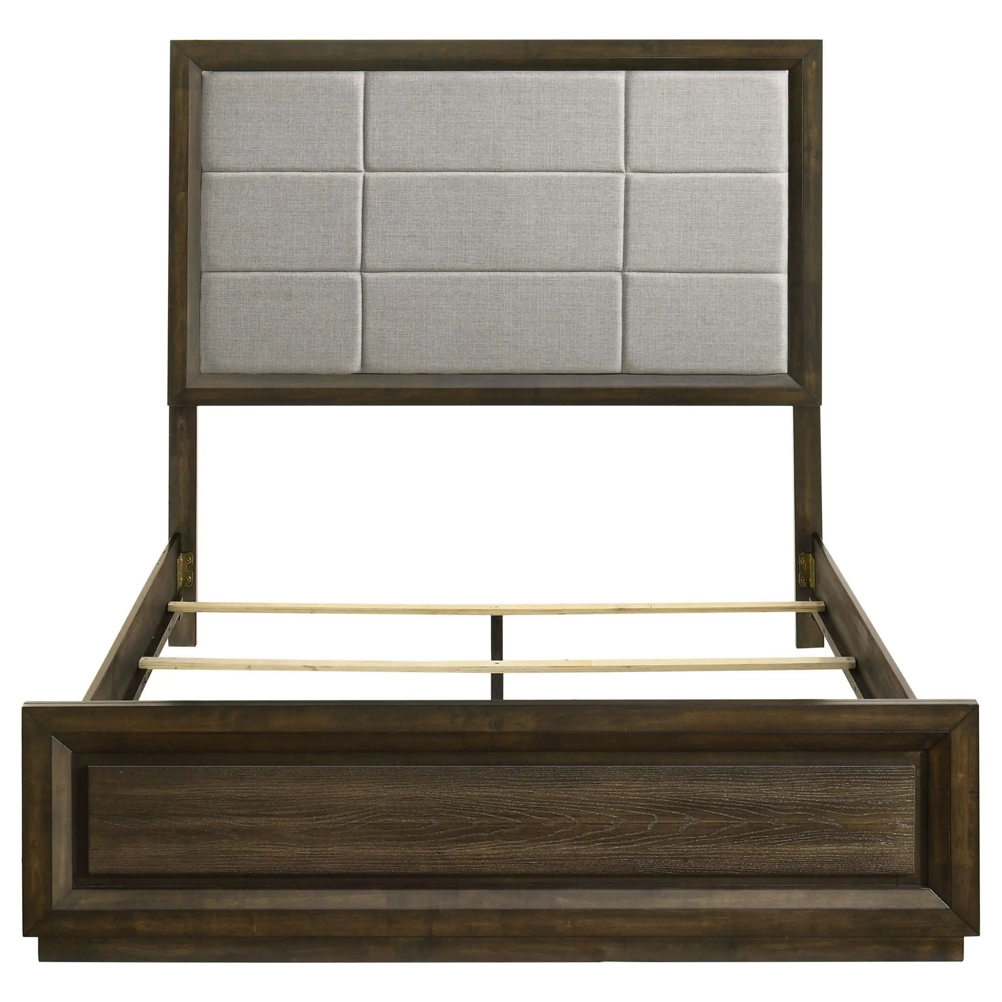 Atlas 63-inch Queen Upholstered Panel Bed Grey and Dark Oak by Unique Piece Furniture