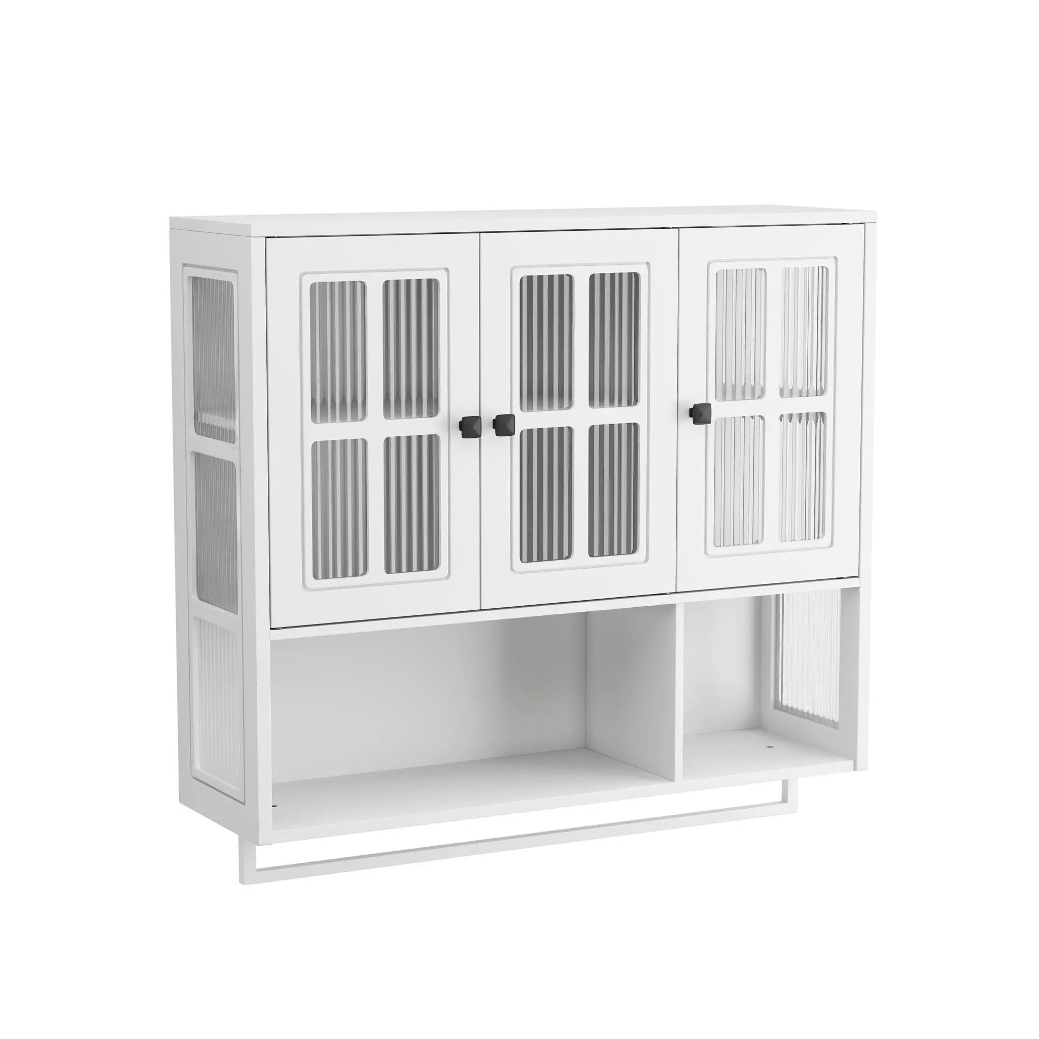 3 Door Wall Cabinet With Glass Door And Towel Bar by Unique Piece Furniture