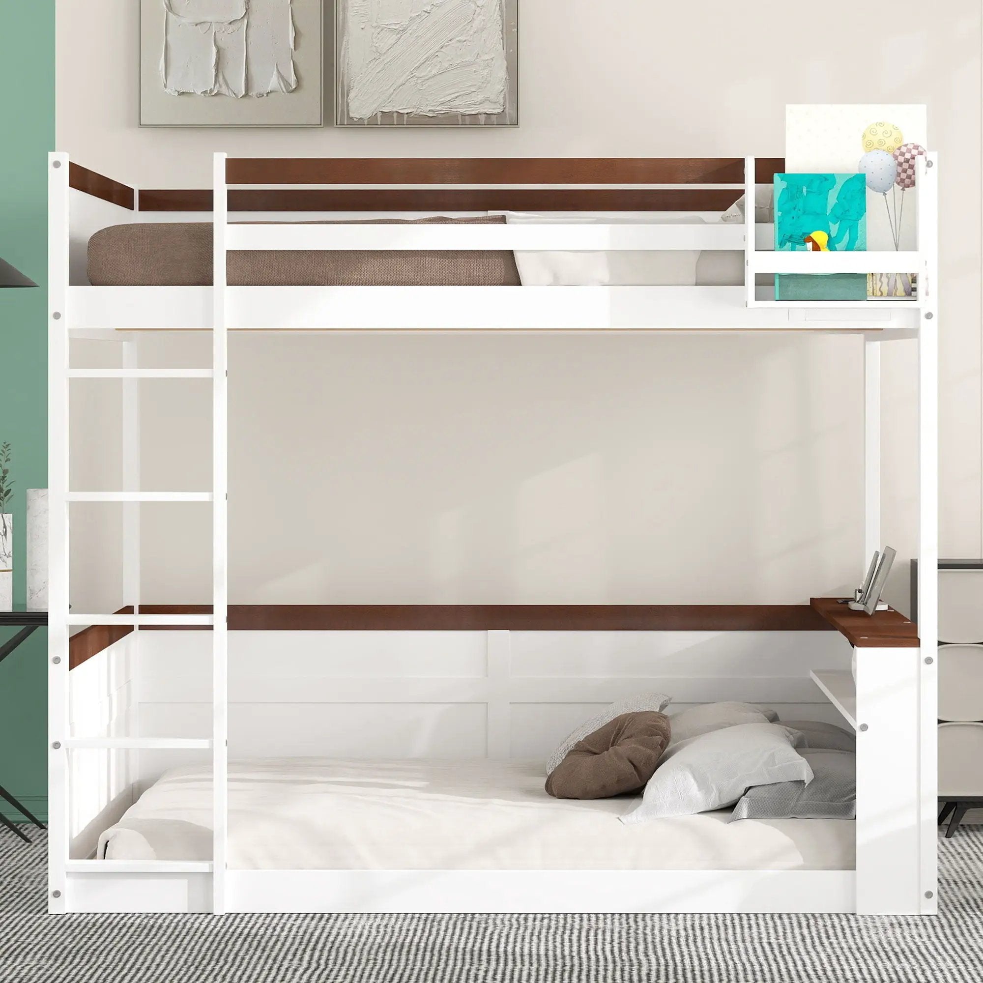 Bunk Bed With Built In Shelves, Storage Box, LED Light And USB Charging Station by Unique Piece Furniture