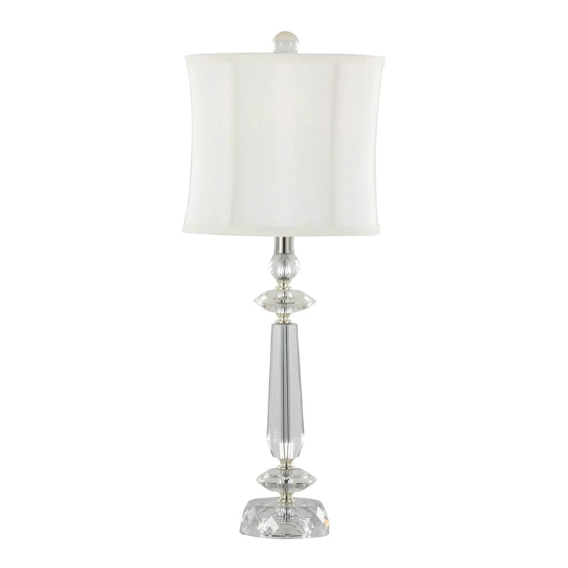 Karat - Contemporary Crystal Table Lamp (Set of 2) - Clear Crystal / Chrome / White Softback by HouseOfZazla