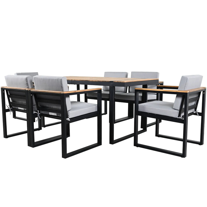 7 Pieces Outdoor Dining Set Patio Dining Table And Chair Set With And Removable Cushions For Patio by HouseOfZazla