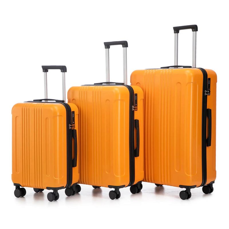3-Piece ABS Spinner Wheel Luggage Set in Black and Orange by HouseOfZazla