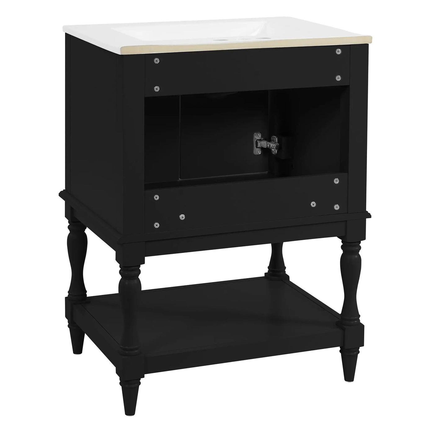 Modern Bathroom Vanity With Sink, Rectangular Cabinet With Open Shelf And Closed Storage by HouseOfZazla