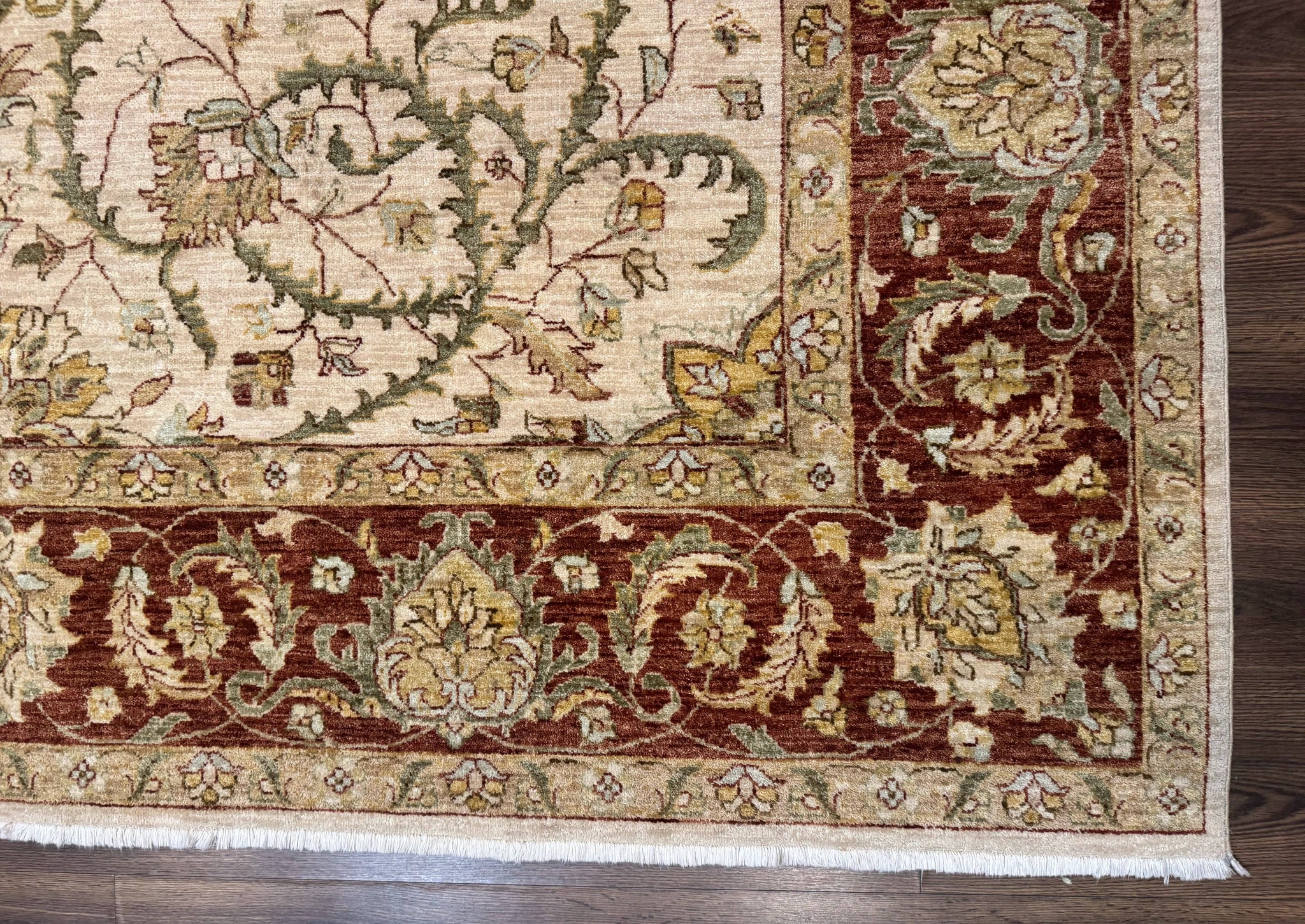 Pakistani Rug 9x12, Floral Allover Peshawar Carpet, Chobi, Beige and Rust Red, Traditional by Jewel Rugs