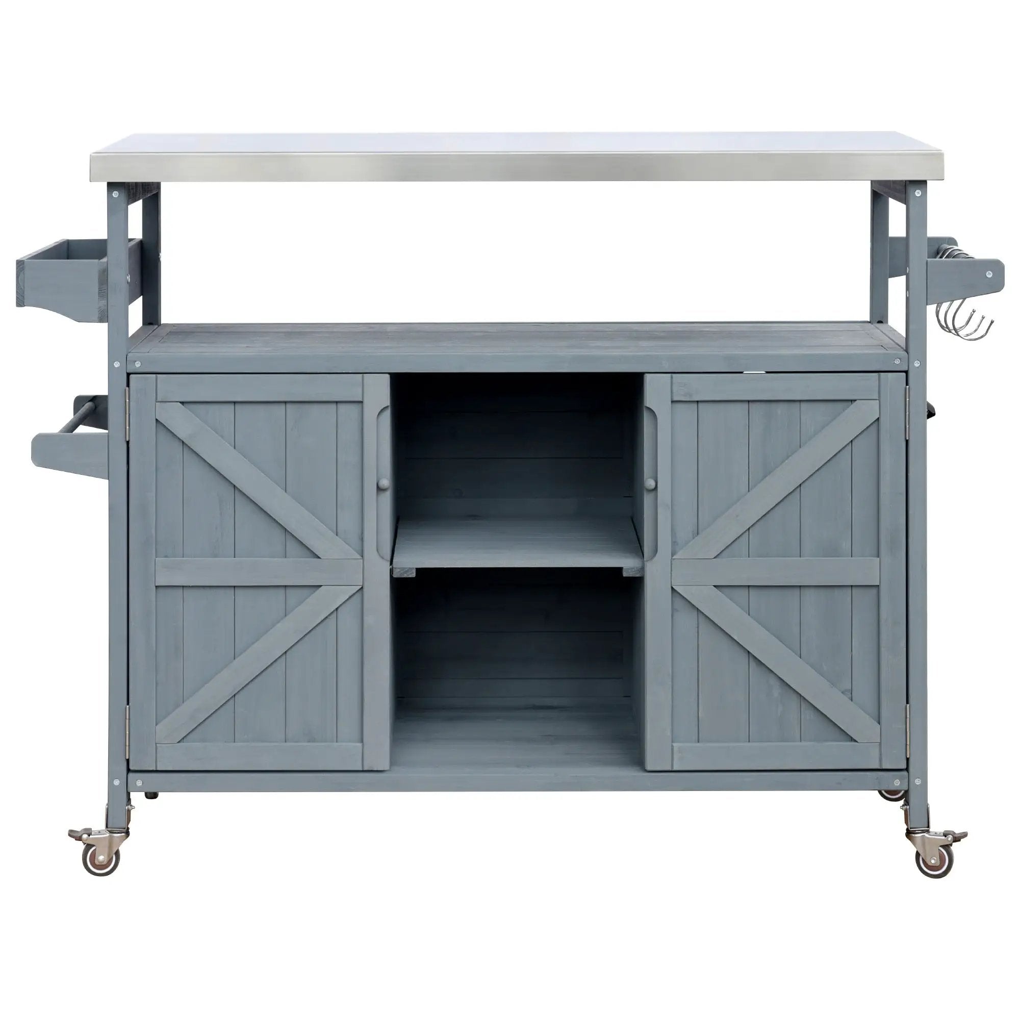 K&K Outdoor Kitchen Island, Rolling Bar Cart & Storage Cabinet by HouseOfZazla