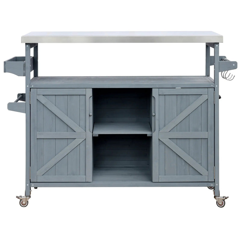 K&K Outdoor Kitchen Island, Rolling Bar Cart & Storage Cabinet by HouseOfZazla