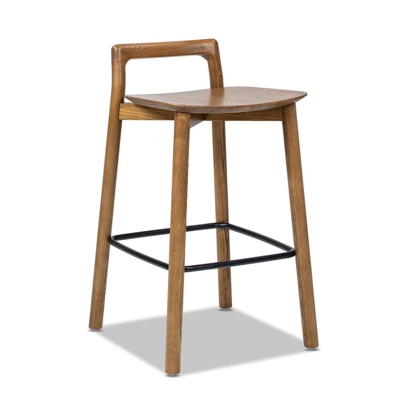 Sven - Modern Minimalist Low Back Counter Stool - Dark Brown Walnut by Unique Piece Furniture