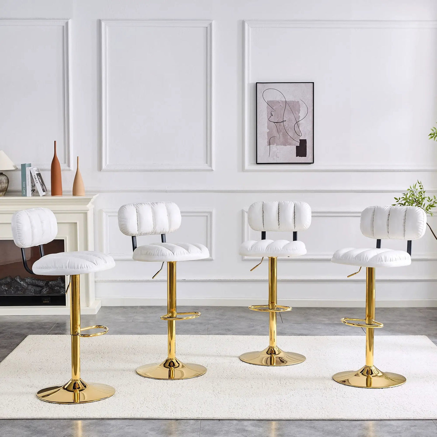 Adjustable Height Bar Stools & Footrest For Kitchen Island (Set of 2) by Unique Piece Furniture
