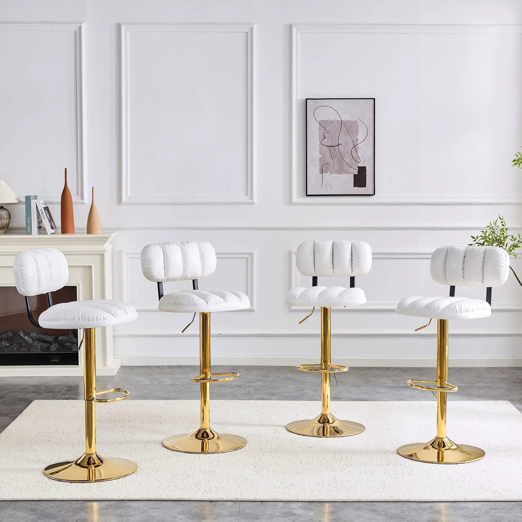 Adjustable Height Bar Stools & Footrest For Kitchen Island (Set of 2) by Unique Piece Furniture