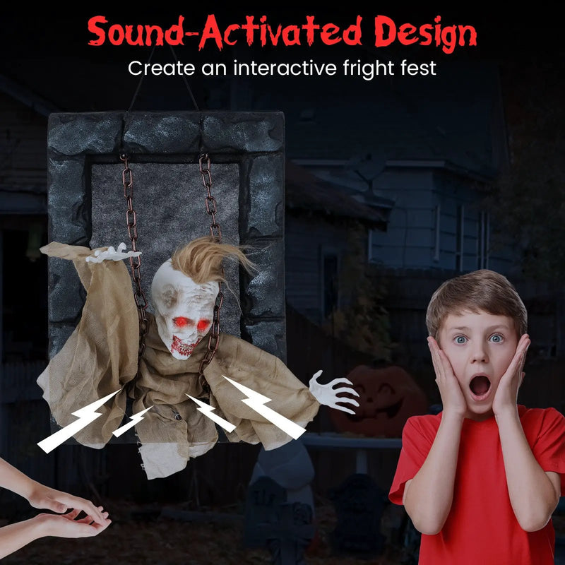 Halloween Hanging Animated Zombie Prisoner Decoration Sound-Activated by DirectDeals