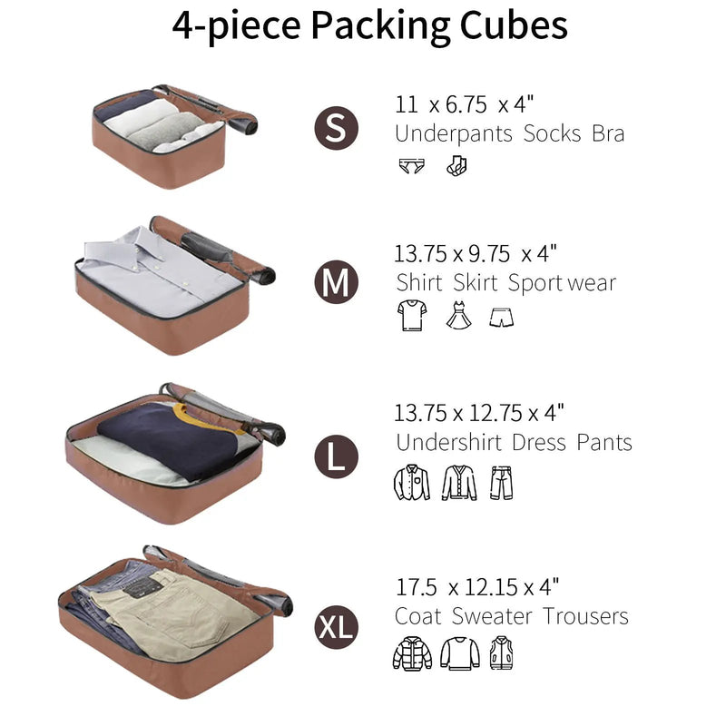 4 Piece Luggage Suitcase Set, Hard Shell Lightweight Expandable Travel Luggage With 4 Packing Cubes by HouseOfZazla