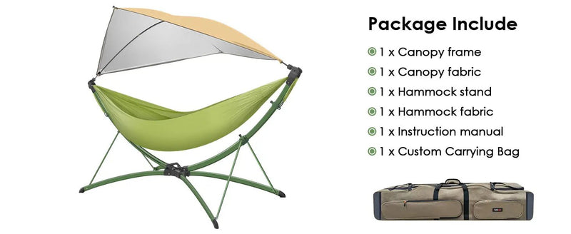 Portable Outdoor Hammock with Quick-Fold Stand and Adjustable Sunshade by HouseOfZazla