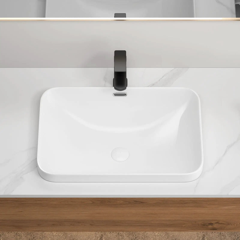 Undermount Bathroom Sink, Vessel Basin For Vanity Countertop - Milk White by HouseOfZazla