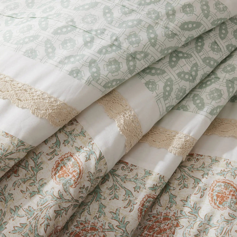 9 Piece Cotton Percale Comforter Set Coral Queen by HouseOfZazla