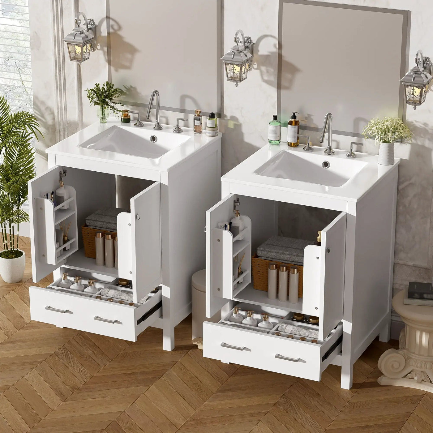 Bathroom Vanity With Integrated Undermount Ceramic Sink, 2 Doors And 1 Drawer, Soft Close Hinges by Unique Piece Furniture