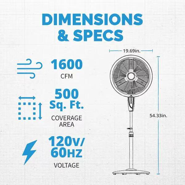 Open Box Newair 18 in. 3-Speed Wide-Angle Oscillating Outdoor Misting Fan and Pedestal Fan for Cool Down 500 sq. ft. - Black by Selzalot