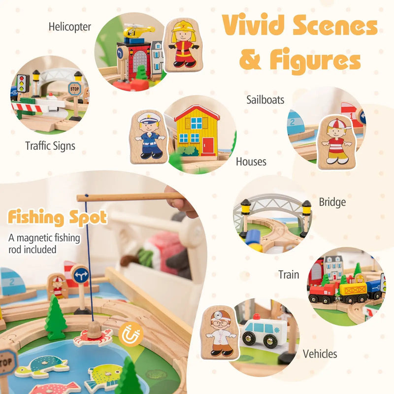 78 Pieces Activity Railway Playset for Kids Aged 3+ by DirectDeals