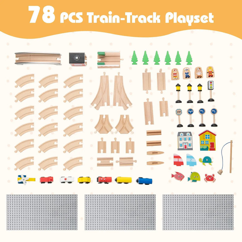 78 Pieces Activity Railway Playset for Kids Aged 3+ by DirectDeals