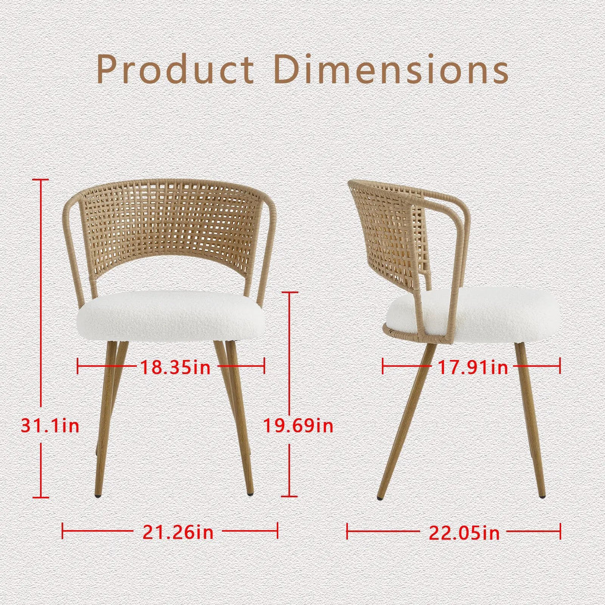 Wicker Dining Chairs - 2-Piece Set - Farmhouse Style, photo 2 of 9