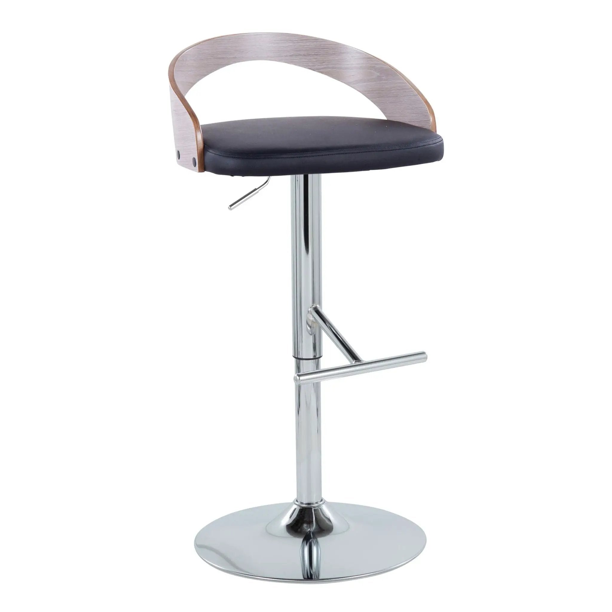 Grotto - Contemporary Adjustable Height Barstool With Swivel With Straight T Footrest (Set of 2) by HouseOfZazla