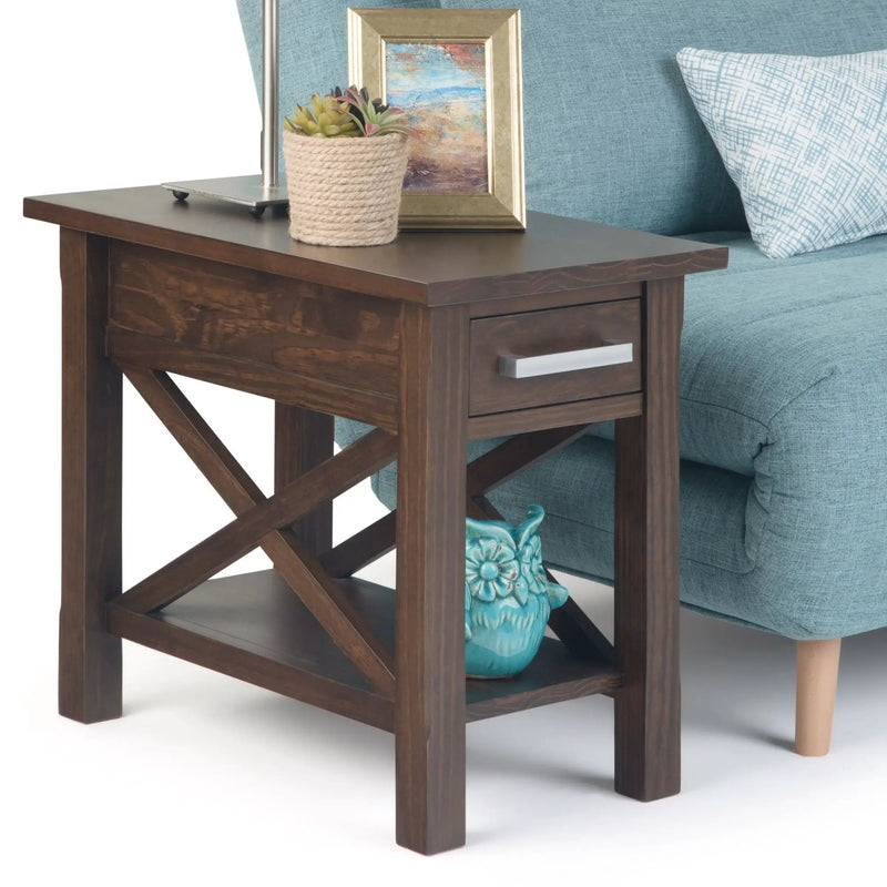 Kitchener - Narrow Side Table - Warm Walnut Brown by HouseOfZazla