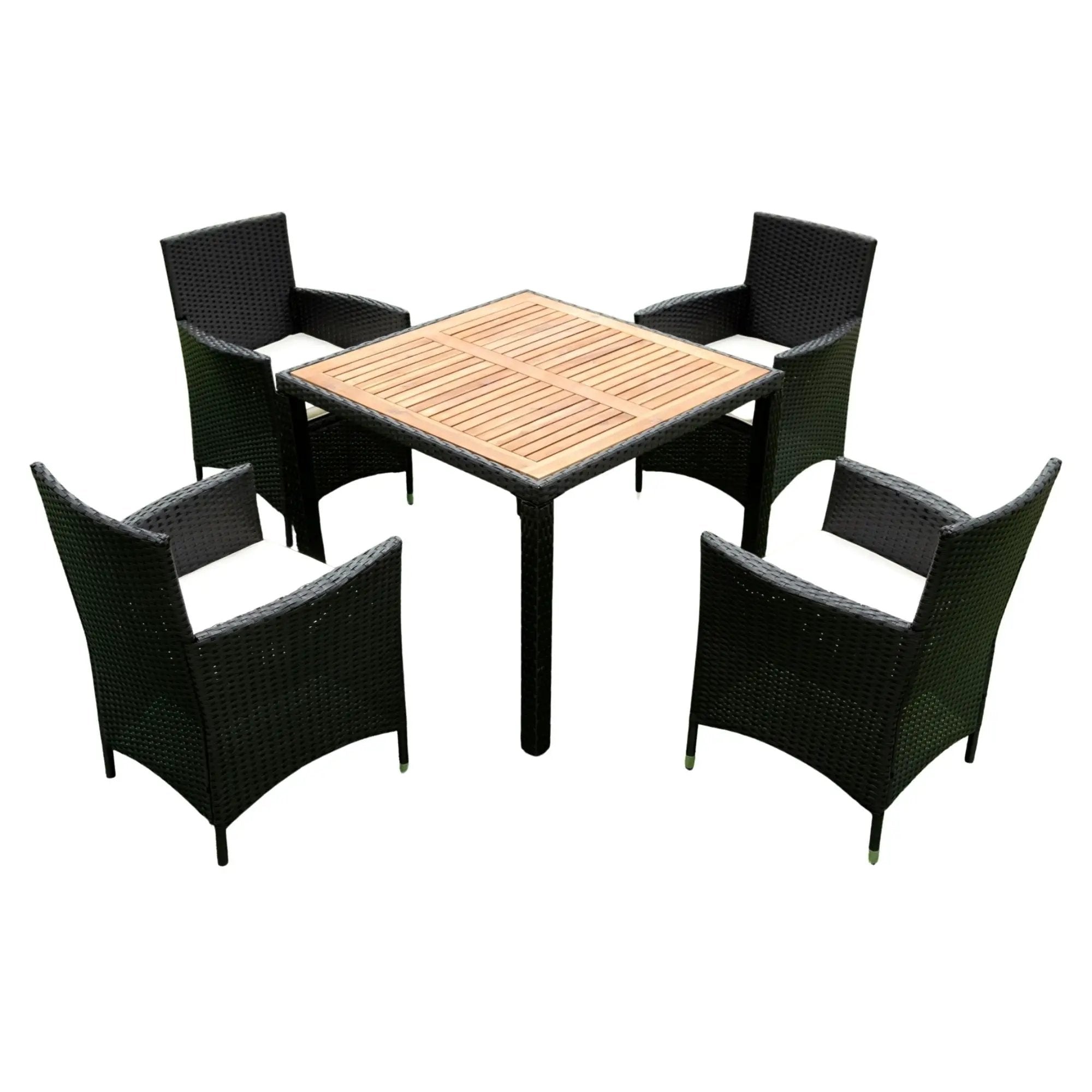 Outdoor Patio Wicker Dining Set With Acacia Wood Top by Unique Piece Furniture