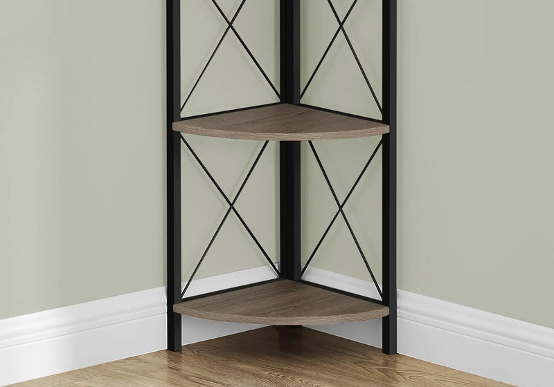 4-Tier Corner Bookshelf with Marble Look and Metal Frame by HouseOfZazla