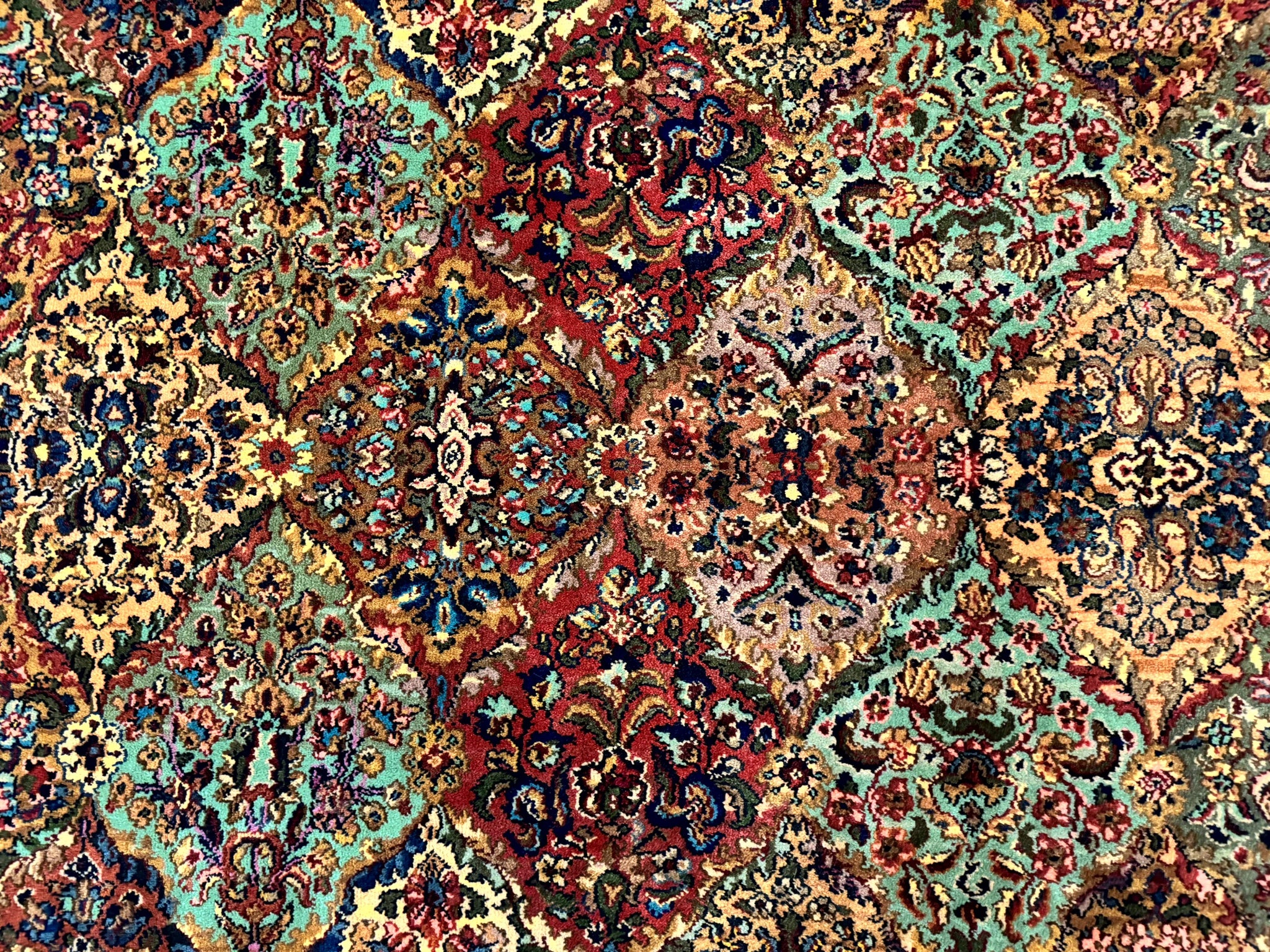 Karastan Rug 8.8 x 10.6, Multicolor Panel Kirman Rug #717, Original 700 Series, Wool by Jewel Rugs