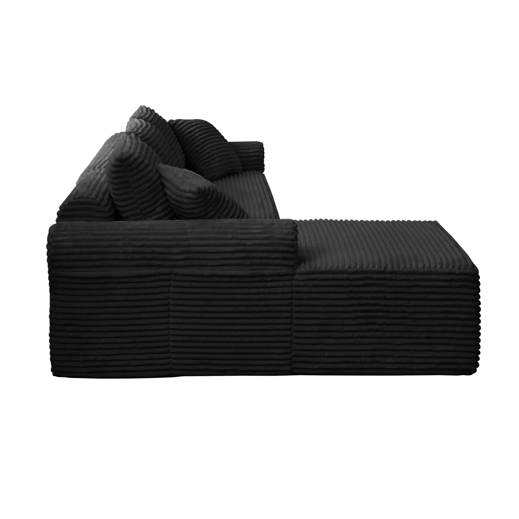 Modular Sectional With Arched Armrests, Includes 3 Back Cushions & 2 Throw Pillows by HouseOfZazla