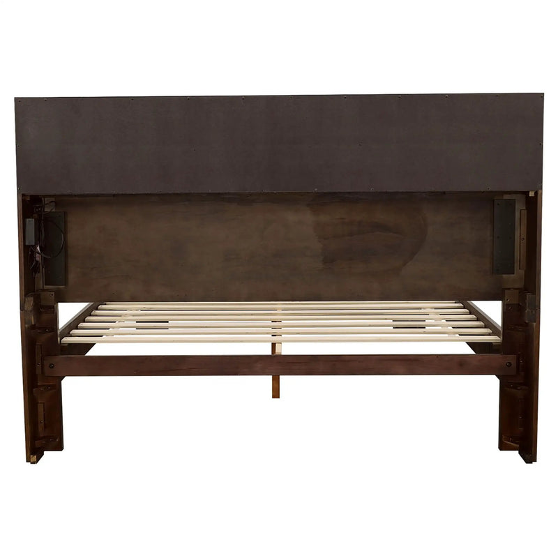 Jessica Wood Queen LED Storage Bookcase Bed Cappuccino by Unique Piece Furniture