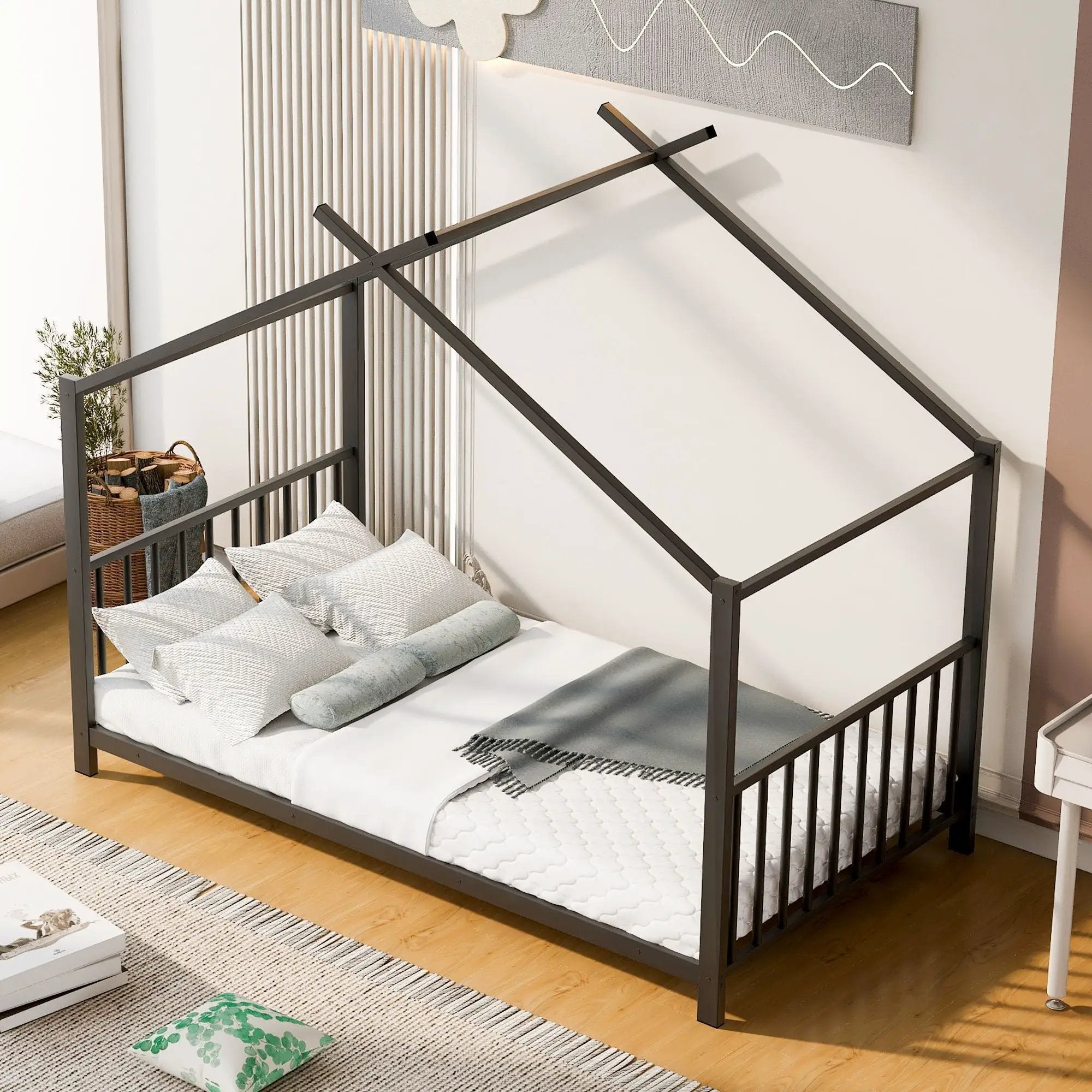 Metal House Platform Bed With Modern Design And Durable Frame by HouseOfZazla