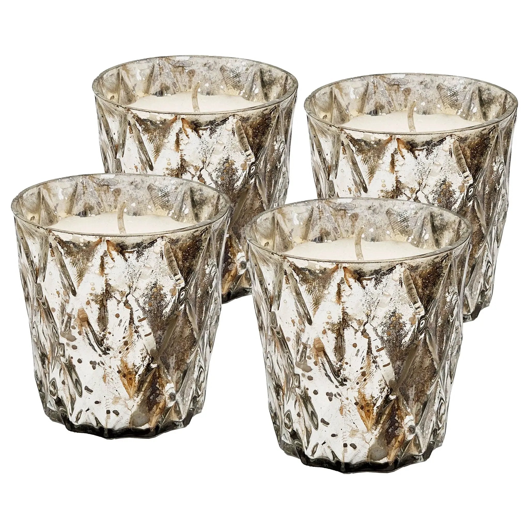 Scented Soy Wax Candle (Set of 4) - Silver by Unique Piece Furniture