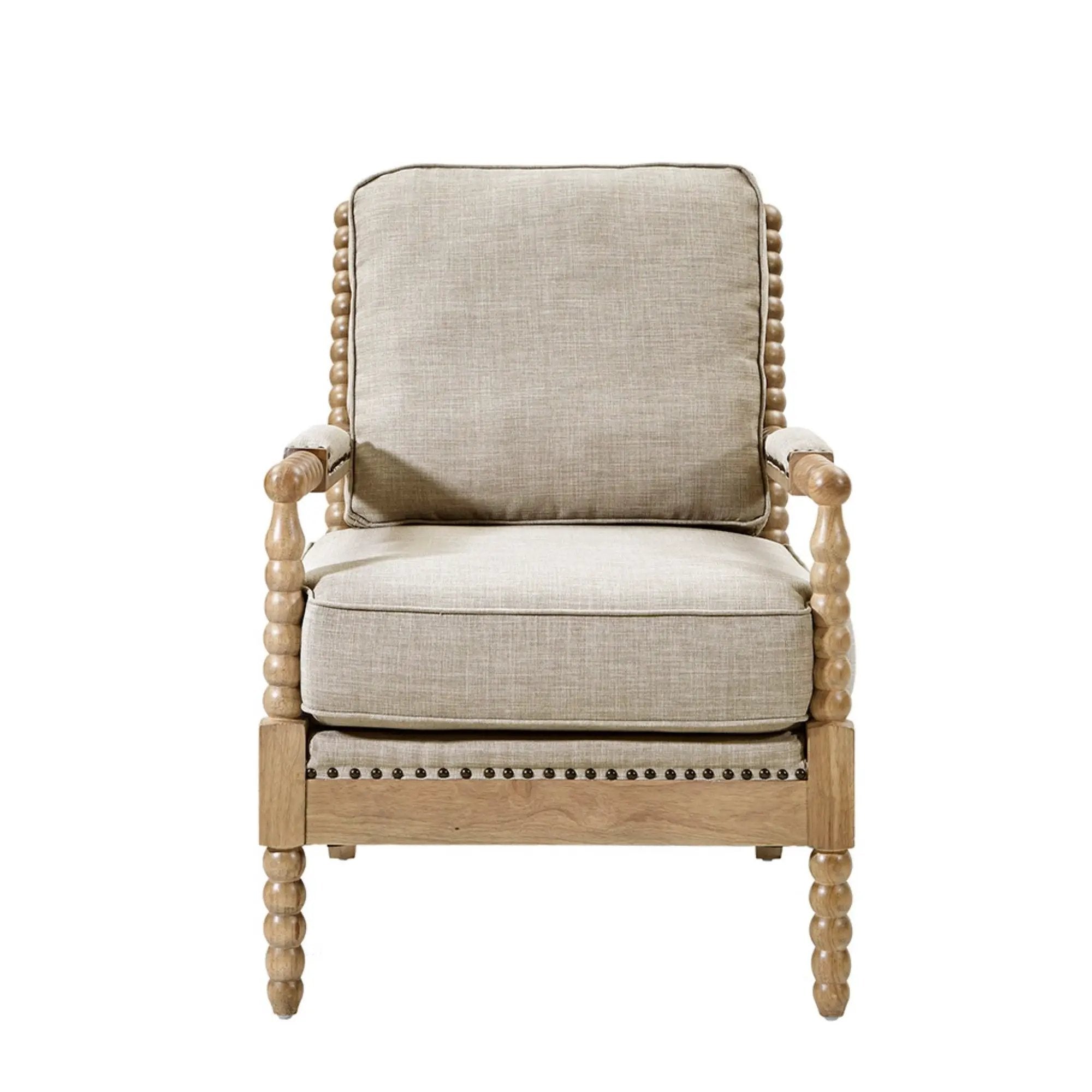 Arm Chair With Open Back Spindle Design, Padded Armrests by Unique Piece Furniture