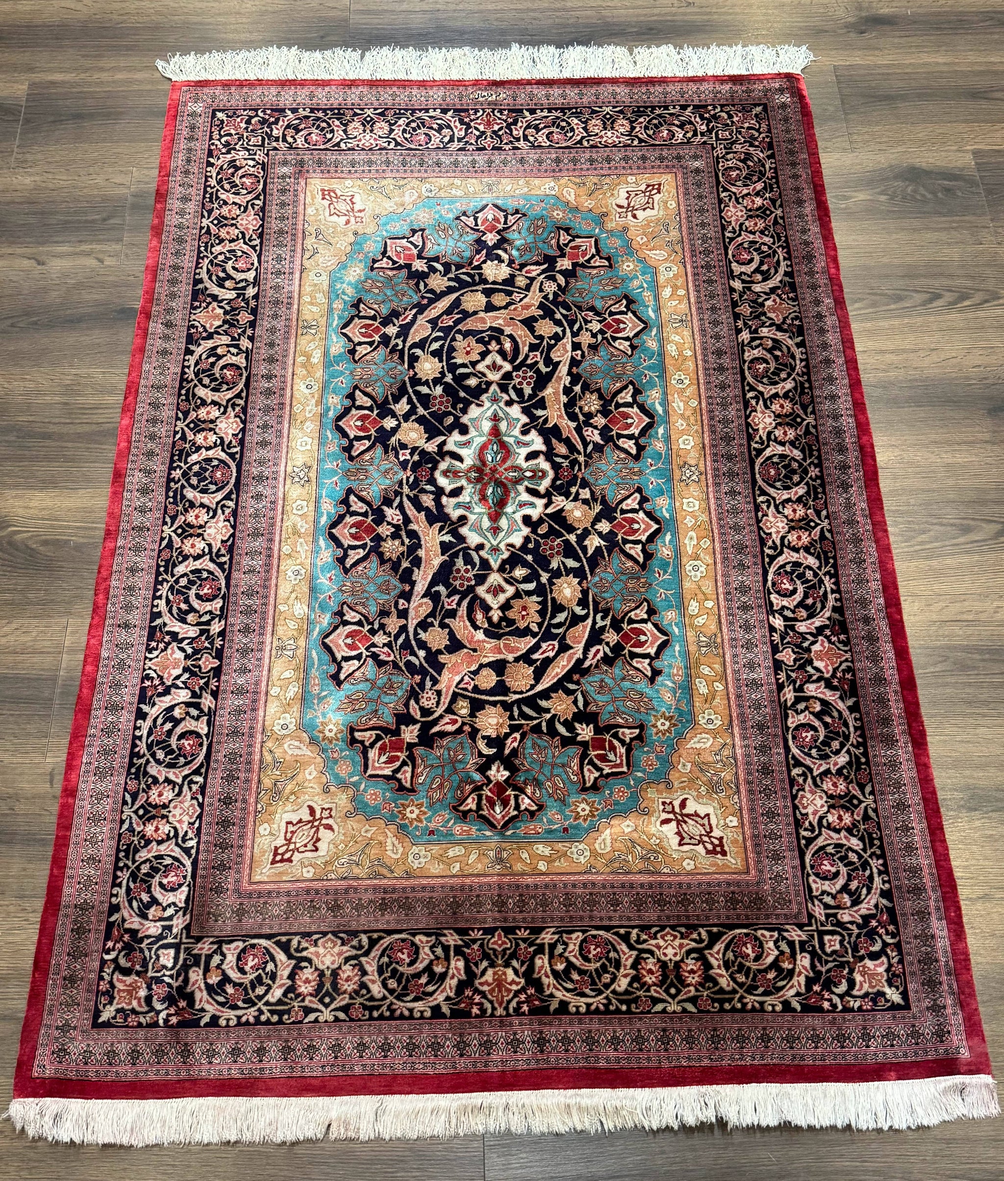 Magnificent Persian Qum Silk Rug 3x5, Exceptionally Fine 780 KPSI, Signed, Rare by Jewel Rugs