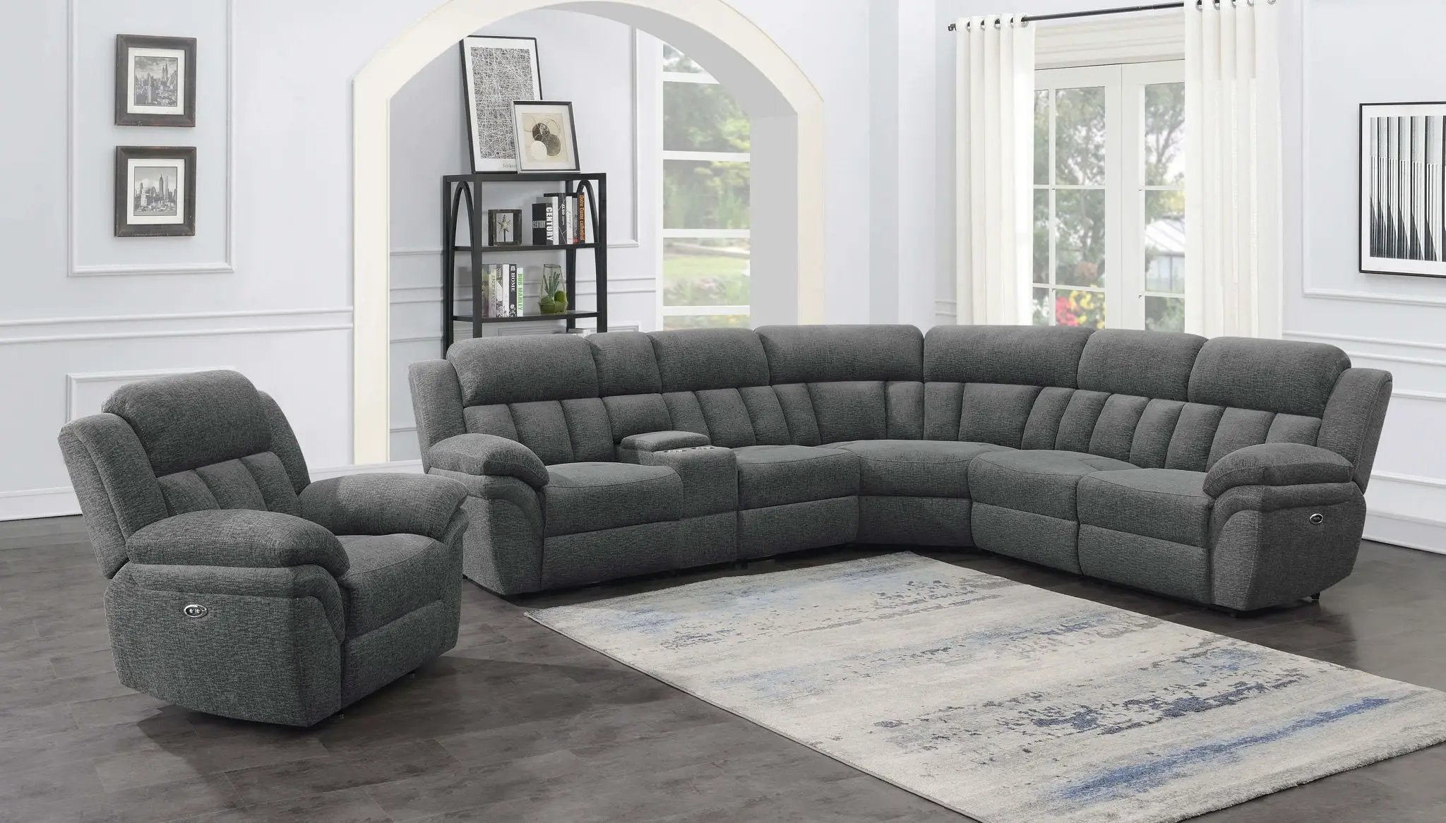 Bahrain 6-piece Modular Power Reclining Sectional Charcoal by Unique Piece Furniture