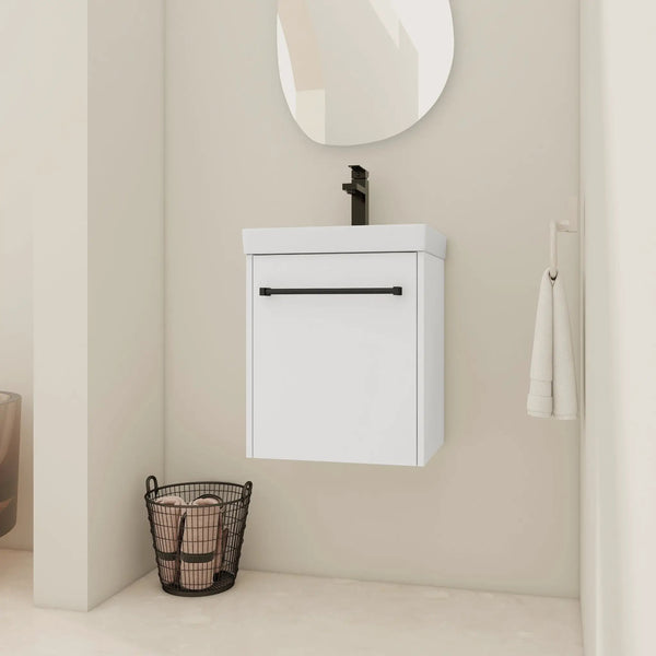 18" Floating Wall-Mounted Bathroom Vanity with Ceramic Sink