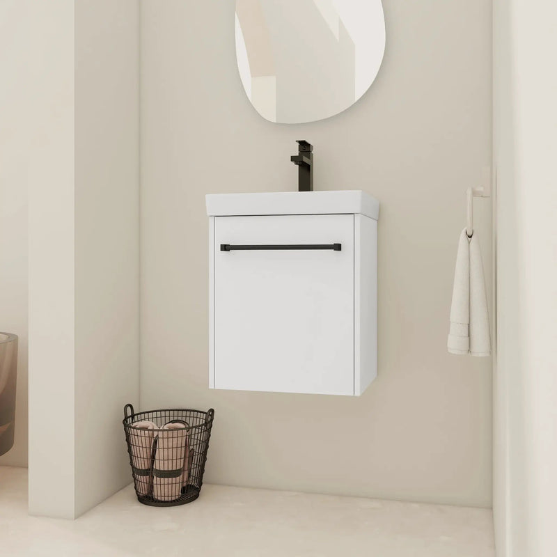 18" Floating Wall-Mounted Bathroom Vanity with Ceramic Sink by HouseOfZazla