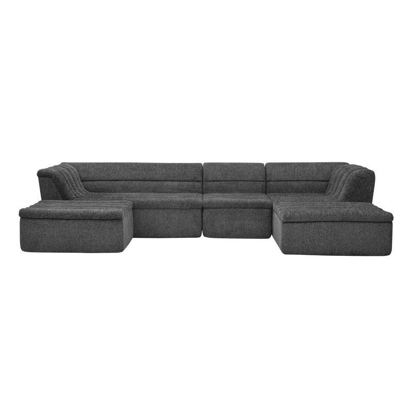 U-Shaped Modular Sectional Sofa With Chaise And Movable Ottoman With Wave-Shaped Armrest by Unique Piece Furniture
