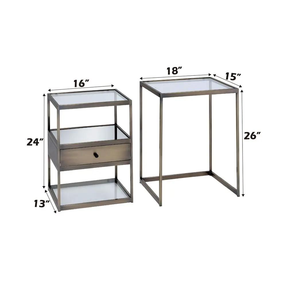 Enca - Nesting Table Set - Clear Glass & Antique Brass by Unique Piece Furniture