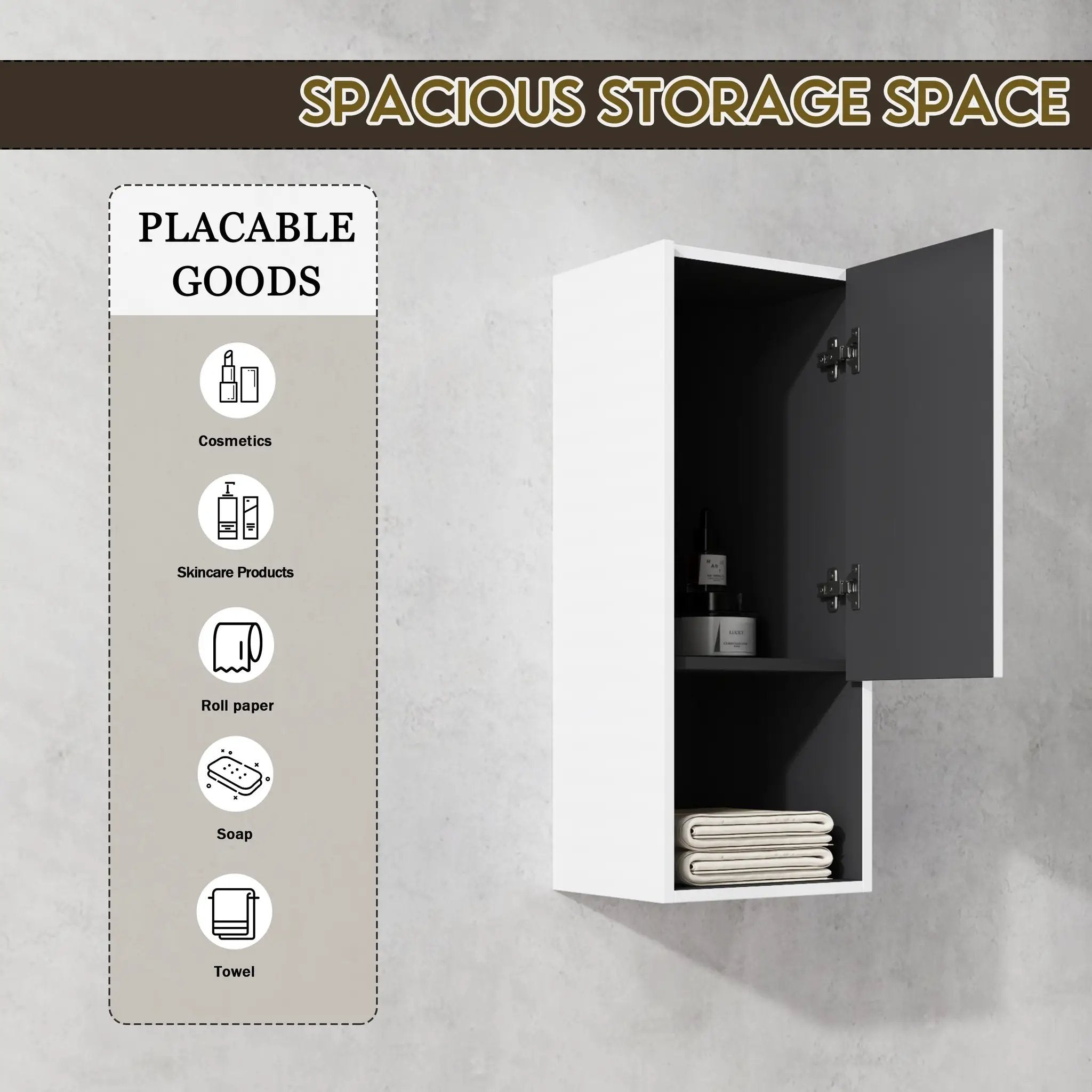 12" Bathroom Side Cabinet with Soft Close Doors by HouseOfZazla