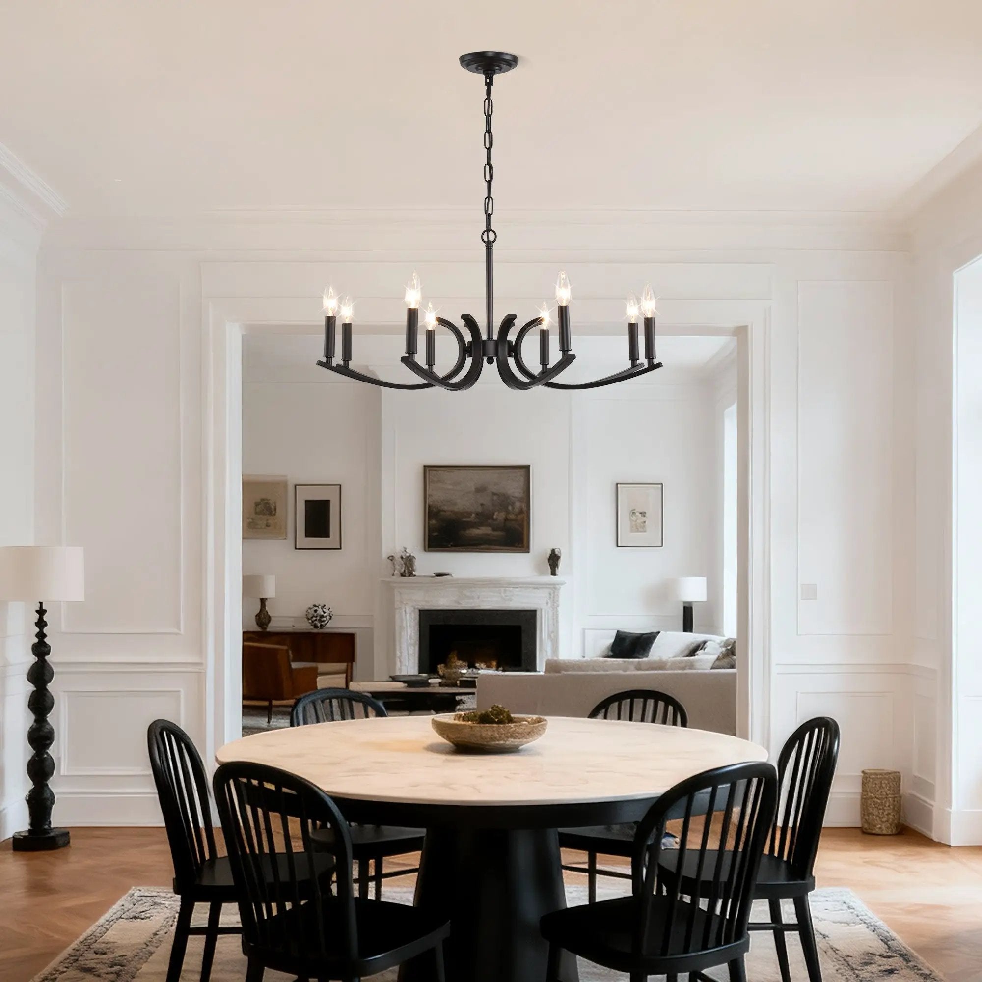 8-Light Farmhouse Chandelier, Black Metal by HouseOfZazla