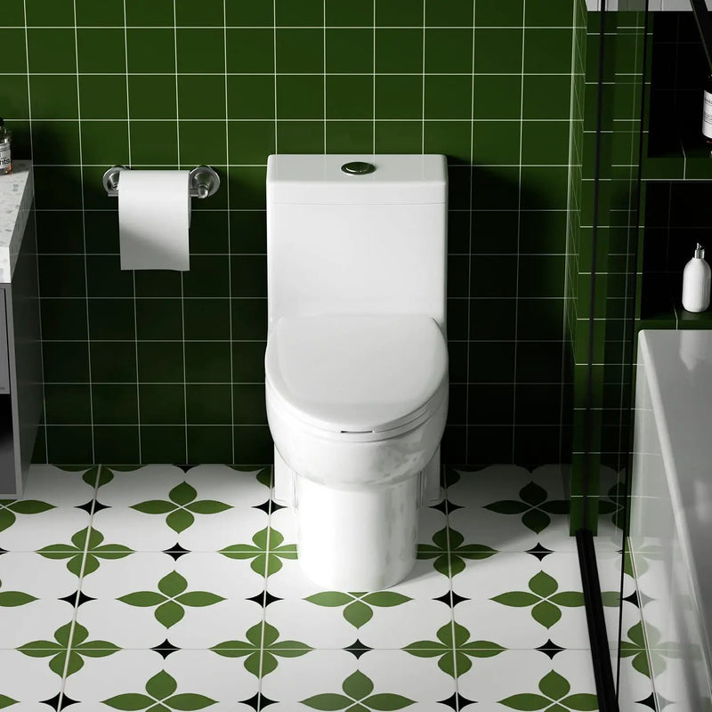 Gloss Tornado Flush 1 Piece Toilet With Soft Closing Seat, Water Saving Dual Flush - Gloss White by HouseOfZazla